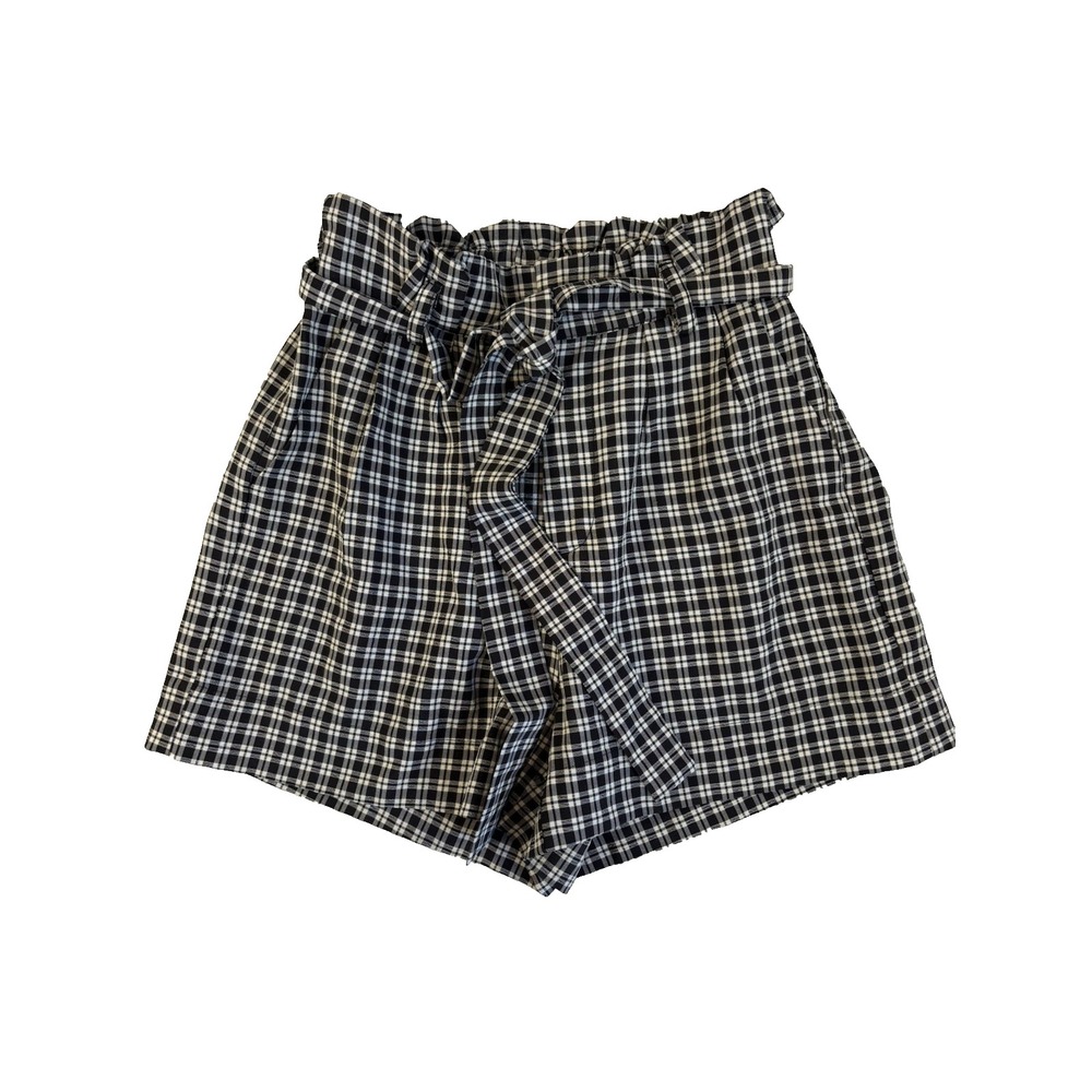 Lottie Moss PacSun Women's Small Black Gingham Paperbag High Waisted‎ Shorts